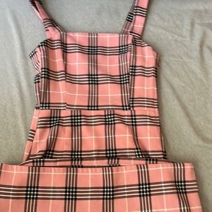 plaid pink & black bodycon dress